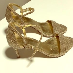 Michael Kors Gold Glitter Ankle Strap High Heels
